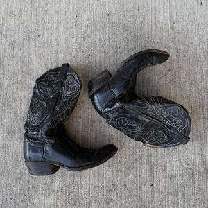 VINTAGE BLACK TONY LAMA COWBOY BOOTS